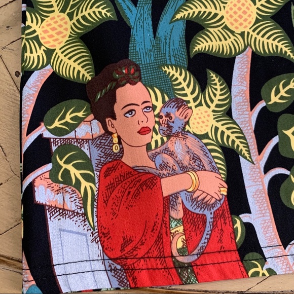 Frida Kahlo Jungle Print Black Skirt M Boho Mini - Picture 5 of 7